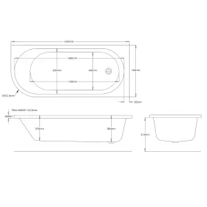 Cooke & Lewis White J-shaped Right-handed Single ended Bath & panel set (L)1700mm