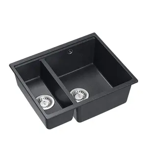 Quadron Logan 151 Workstation Sink 1.5 Bowl, Black GraniteQ material