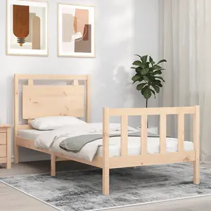 Berkfield Bed Frame with Headboard 90x190 cm Solid Wood