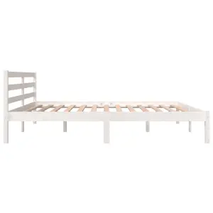 Berkfield Bed Frame Solid Wood Pine 180x200 cm White Super King Size