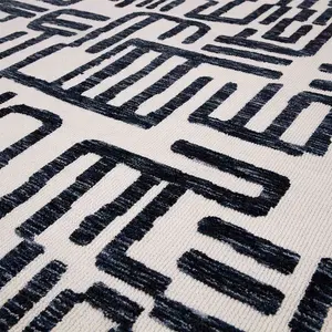 Modern Easy to Clean Black Abstract Rug for Living Room Dining Room & Bedroom-200cm X 290cm