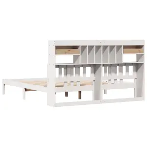 Berkfield Bookcase Bed without Mattress White 200x200 cm Solid Wood Pine