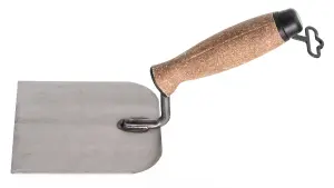 Toolty Margin Plastering Trowel with Wooden Handle 120mm Grinded Carbon Steel for Brickwork and Plastering Rendering DIY