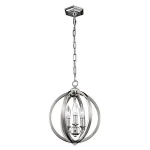 Elstead Corinne 3 Light Small Spherical Ceiling Pendant Polished Nickel, E14