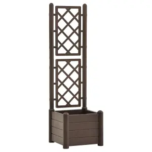 Berkfield Garden Planter with Trellis 43x43x142 cm PP Mocha