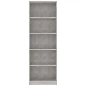 Berkfield 5-Tier Book Cabinet Concrete Grey 60x24x175 cm Engineered Wood