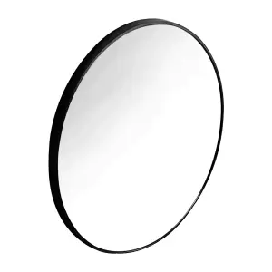 Black Round Wall Mounted Bathroom Framed Mirror 40 cm