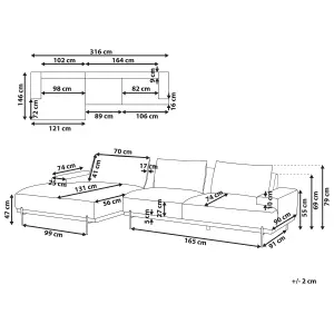 Corner Sofa MARIFERD Brown Fabric Right Hand