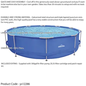 15ft Round Garden Swimming Pool with Pump and Accessories - Durable Grey Rattan Design