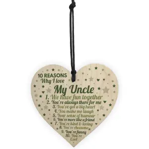 Red Ocean 10 Reasons Why I Love My Uncle Wooden Heart Sign Uncle Birthday Gifts From Niece Nephew