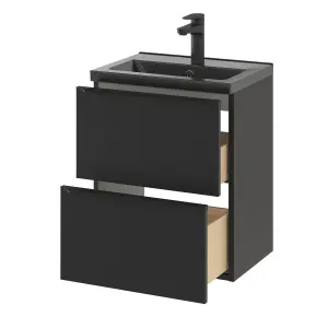 GoodHome Imandra Slimline Matt Black Wall-mounted Bathroom Cabinet (H) 600mm (W) 500mm