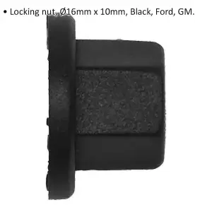 20 PACK Black Locking Nut Trim Clip - 16mm x 10mm - Suits Ford & GM Vehicles