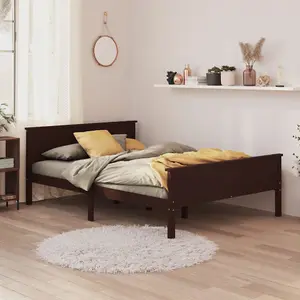 Berkfield Bed Frame Dark Brown Solid Wood Pine 160x200 cm