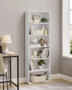 VASAGLE 6-Tiered Bookshelf, Modern Bookcase, Storage Organizer Rack, for Living Room, Study, Office, Bedroom, Cloud White