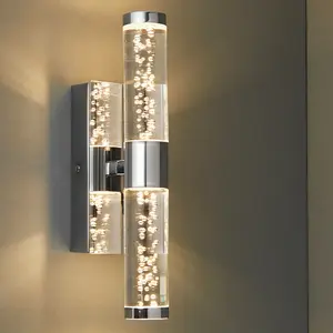 LED Bathroom Twin Wall Light 2x 3W Warm White IP44 Modern Slim Strip Long Lamp