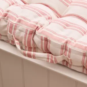 Rose Blush Cotton Stripe Indoor Outdoor Garden Bench Pad Cushion