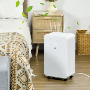 HOMCOM 12L/Day Protable Quiet Air Dehumidifier with Purifier, Timer, 5 Modes