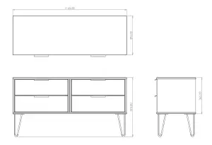 Ready assembled Matt oak effect 4 Drawer Wide Chest of drawers (H)570mm (W)1145mm (D)395mm