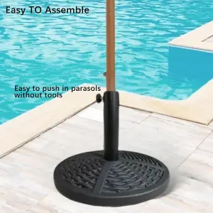 10kg Rattan Effect Garden Parasol Base Umbrella Stand Outdoor Furniture Awning