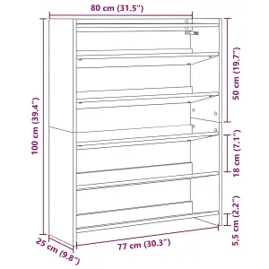 Berkfield Shoe Rack Concrete Grey 80x25x100 cm Engineered Wood