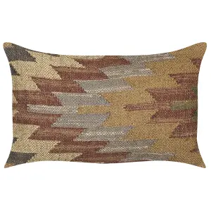 Throw Cushion DEEPOR Jute 30 x 50 cm Geometric Multicolour