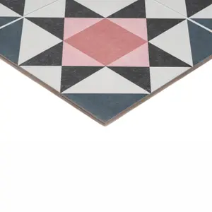 House of Mosaics Geo Moroccan Blush & Blue Matt Geometric Porcelain Indoor & outdoor Wall & floor Tile, Pack of 7, (L)450mm (W)450mm