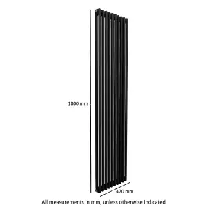 Nes Home 1800 X 470 mm Double Column Matte Black Radiator