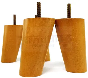 Wood Furniture Feet 100mm High Oak Replacement Furniture Legs Set Of 4 Sofa Chair Stool M8