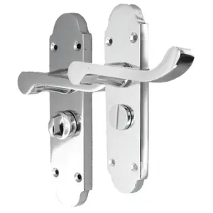 Epsom Door Handle Bath Privacy Lock Scroll Lever - Chrome