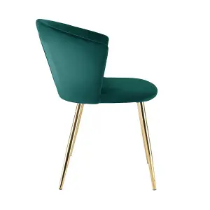 Ella Dining Accent Chair Upholstered in Velvet Fabric  - Green