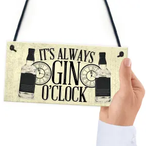 Red Ocean Gin O'Clock Friend House Warming Birthday Gift Plaque Garden Kitchen Gin  Tonic Sign