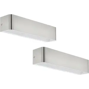 2 PACK Wall Light Satin Nickel Front Cover Oblong Box Structure LED 12W Inc