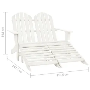 Berkfield 2-Seater Garden Adirondack Chair&Ottoman Fir Wood White