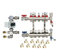 Warmer System Underfloor Heating 5 Port PSW Manifold with Wilo Para Pump and Blending Valve Set