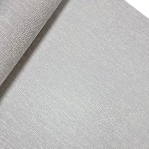 Plain Grey Textured Wallpaper HeavyWeight Embossed Thick Plain Linen Effect