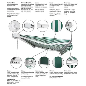 Primrose Awnings 2.5m x 2.0m Retractable Manual Full Cassette Ivory Awning Outdoor Patio Canopy