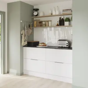 GoodHome Balsamita Matt white Slab Appliance Cabinet door (W)600mm (H)626mm (T)16mm