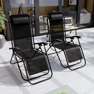 Grey Reclining Sun Lounger Zero Gravity Chairs