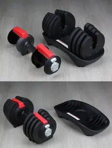 Strongology ELEMENT SET Home Fitness Black/Red Adjustable Smart Barbell/Dumbbell/Kettlebell from 2kg up to 19kg Training Weights