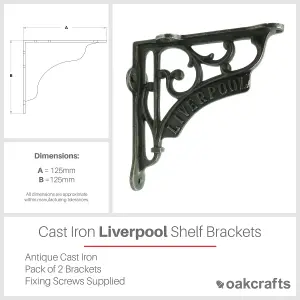 Oakcrafts - Pair of Antique Cast Iron Liverpool Shelf Brackets - 125mm x 125mm