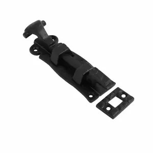 Door Bolt Scroll Black Straight  - 100mm