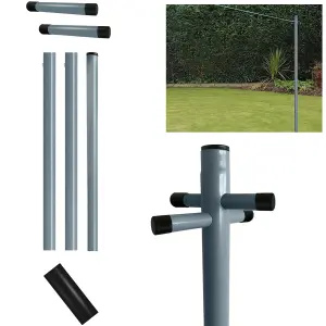 Galvanized 2.4m Washing Line Post Pole Heavy Duty Clothes Support With Socket