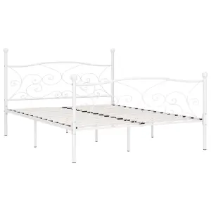 Berkfield Bed Frame with Slatted Base White Metal 180x200 cm 6FT Super King