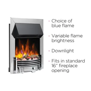 Dimplex Optiflame 2kW Chrome effect Electric Fire (H)550mm (W)403mm (D)90mm