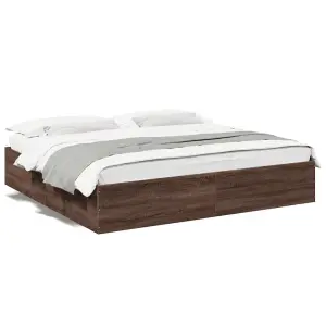 Berkfield Bed Frame without Mattress Brown Oak 180x200 cm Super King