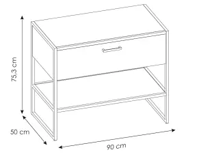 Bathroom Vanity Unit 900mm Countertop Sink Drawer Floor Cabinet Industrial Black Steel Oak Loft Freestanding Brook