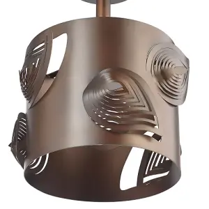 Contemporary Designer Semi Flush Matt Bronze Ceiling Lamp with Laser Cut Leaves