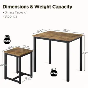 Yaheetech 3-Piece Rectangular Dining Set for Multipe Use Rustic Brown