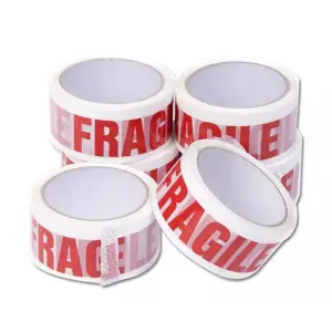 Low Noise Fragile Tape (Pack of 6) White/Red (One Size)