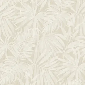 Grandeco Boutique Tropical Palm Leaf PVC-free Eco Wallpaper, Taupe